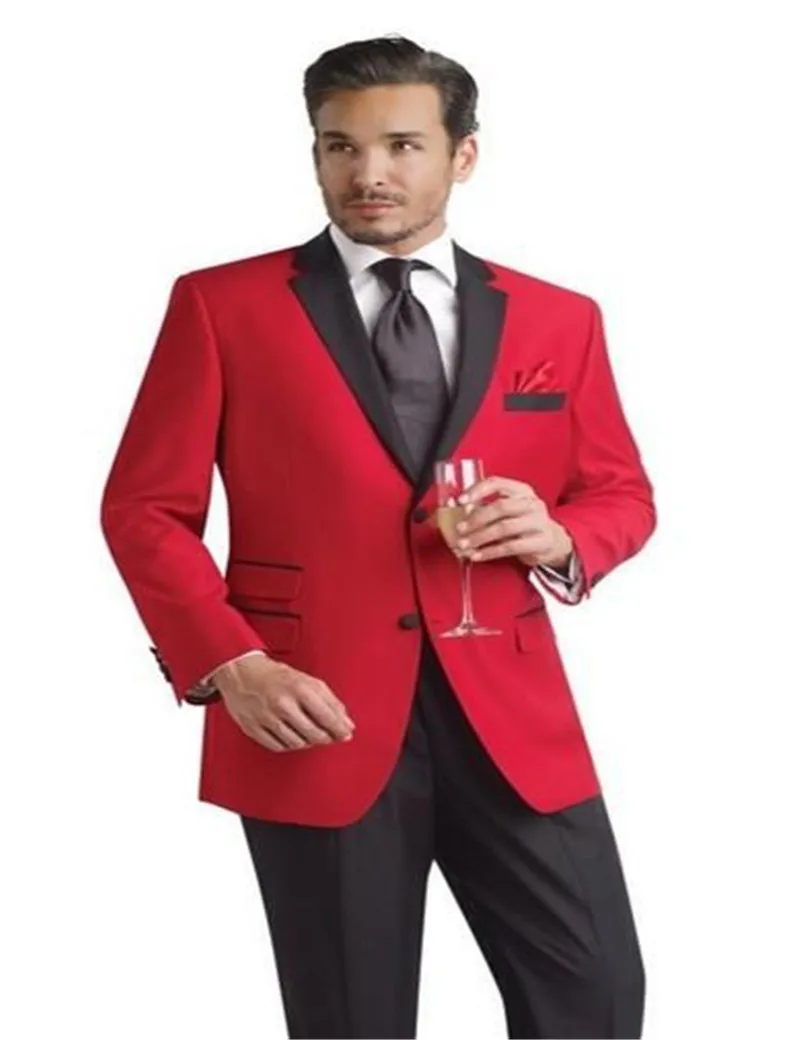 

Buy Red Jacket And Black Pants Groom Tuxedos Groomsmen Men's Wedding Suits Best Man Suits Prom Clothingwedding men clothes