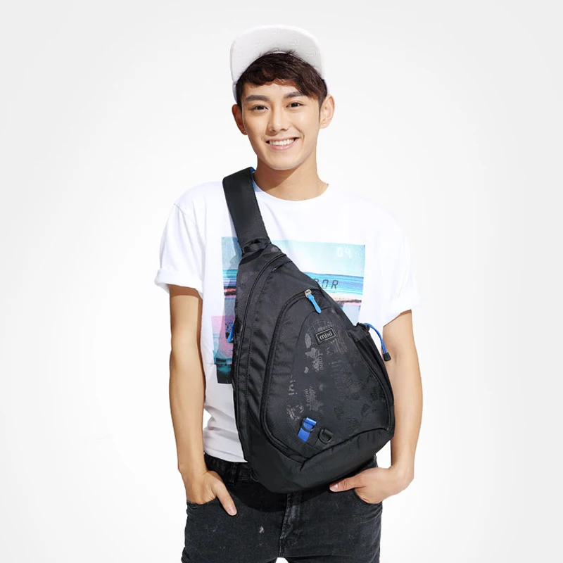 Mixi-Mochila Masculina, Saco Peito de Um Ombro, Saco Mensageiro Masculino, Saco de Viagem de Escola Universitária, Casual Preto, 17, 19 Polegada,