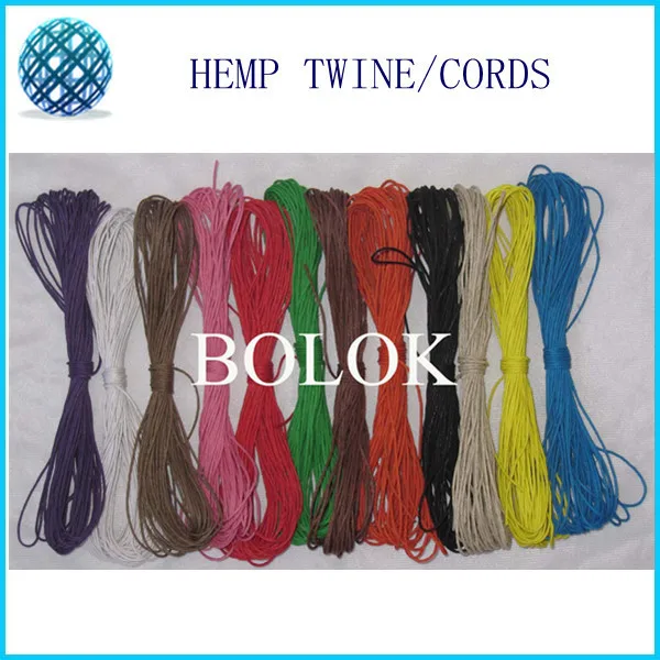 1mm waxed and colored hemp cords 24pcs/lot(10m/bundle)(total 240m) 12 Kinds color wholesales by free shipping (36 countries)