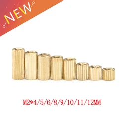 20pcs M2X4/5/6/8/9/10/11/12 mm Brass Round Standoff Spacer Female M2 Brass Threaded Spacer Double Pass M2*4/5/6/8/9/10/11/12 mm