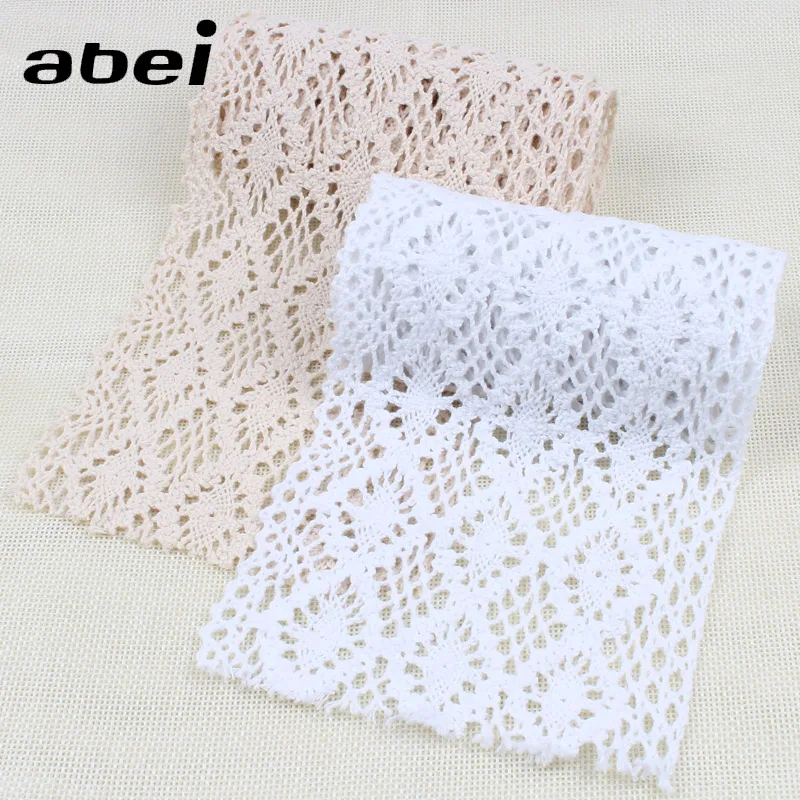 1Yard 11cm Width White Black Beige Cotton Lace Ribbon Sewing Accessories Cotton Fabric Trims Material Curtain Home Texile Edge