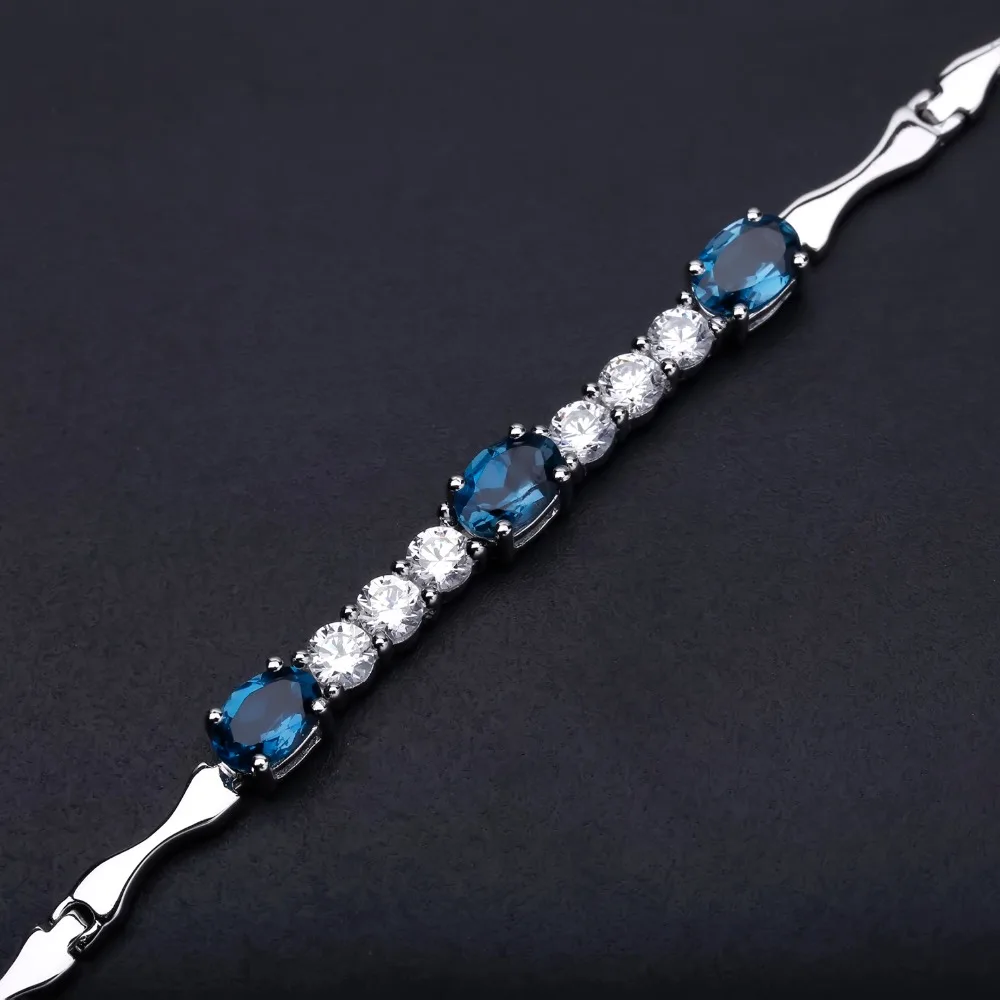 GEM\'S BALLET Natural London Blue Topaz  Bracelet 925 Sterling Silver Gemstone Bracelets&bangles For Women Fine Jewelry