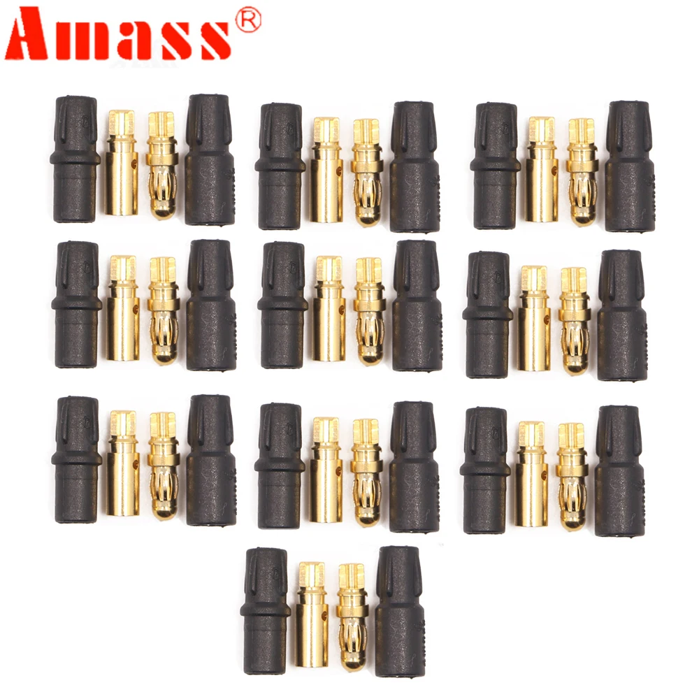 200pcs Amass 3.5mm SH3.5 Gold Plated Connector with Protective Sleeves For Rc Toys  (100 Pair)