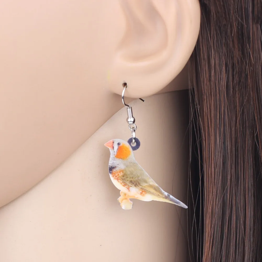 WEVENI Acrylic Lovley Zebra Finch Bird Earrings Big Long Dangle Drop Fashion Jewelry For Women Girls Kid Gift Animal Accessories