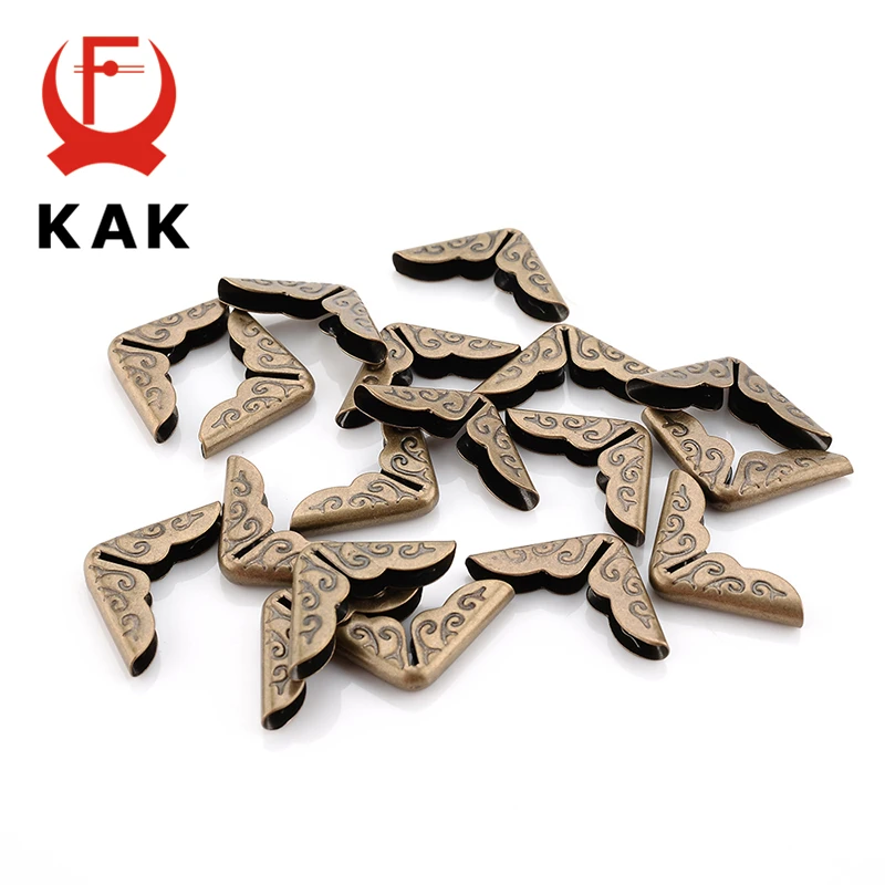 KAK 100pcs 15x15x3mm Antique Brass Metal Book Scrapbooking Notebook Albums Menus Folders Corner Protectors Bronze Tone Hardware