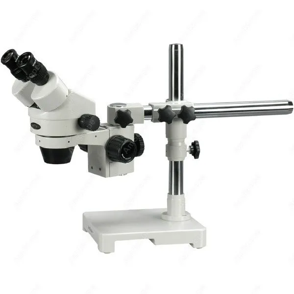 AmScope SM-3B Series Binocular Zoom Stereo Microscope 3.5X-90X on Single Arm Boom Stand