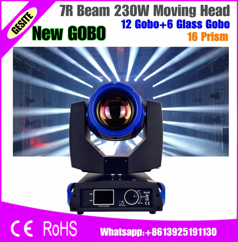 

2pcs/lot wholesale stage lighting beam 7r 230w moving head lights with touch screen 16 prism