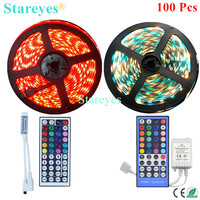 100 Pieces 5m SMD 5050 300 LED 60 LED/m RGB RGBW RGBWW LED Strip Tape IP20 IP65 Waterproof Flexible led Strip + Remote Control