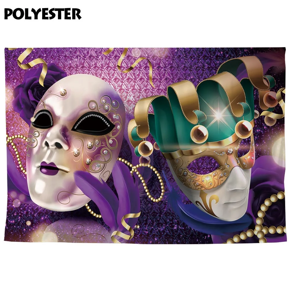 Allenjoy Achtergrond Maskerade Luxe Party Paars Veer Volwassen Dans Photocall Photobooth Schieten Photophone