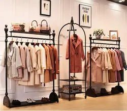 Vintage clothing store display rack wall men's and women's clothing rack display rack european-style floor clothes shelf