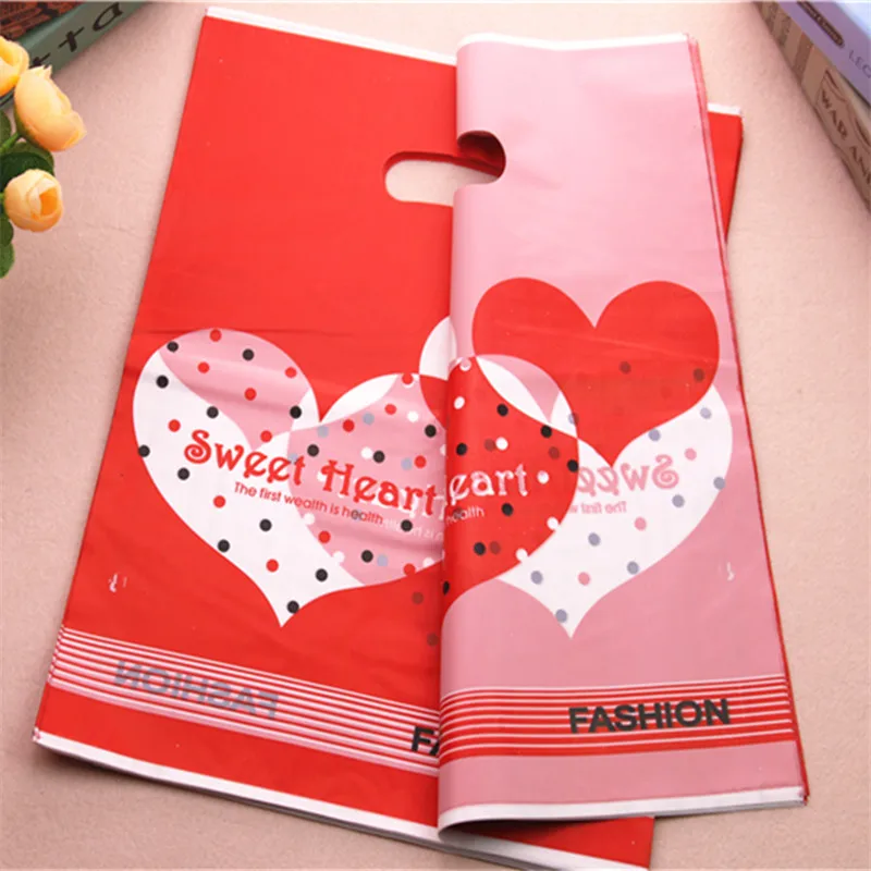  New Design Wholesale 100pcs/lot 30*40cm Luxury Large Red Sweet Heart Gift Bags Favor Wedding Gift Bags Shopping Packaging