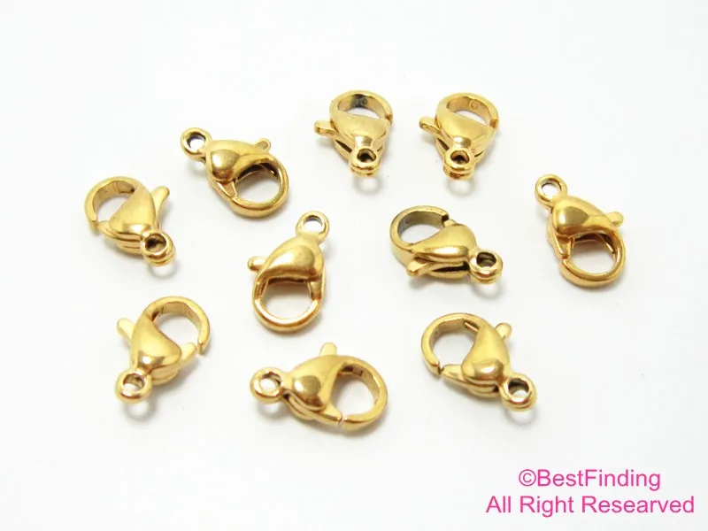 

12mm Stainless steel lobster clasp Gold lobster clasp Hand polished