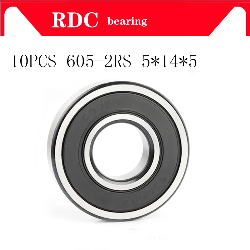 

10PCS ABEC-5 605 2RS 605RS 605-2RS 605 RS 5*14*5 mm Miniature Rubber seal mahjong machine High quality Deep Groove Ball Bearing