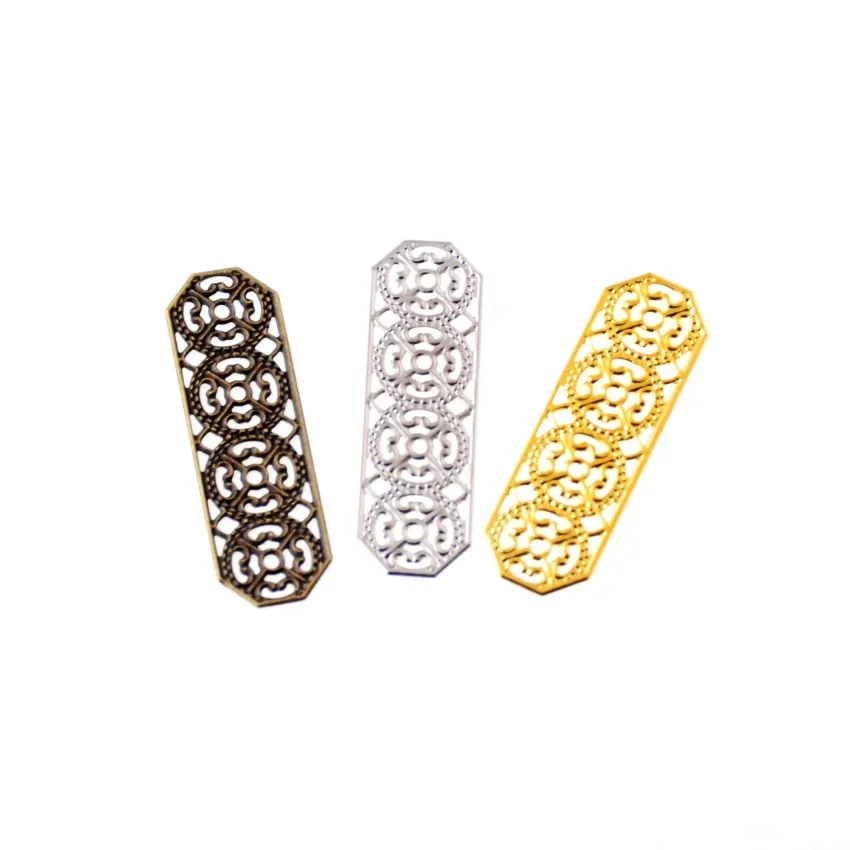 

Free shipping 10Pcs Flowers Filigree Wraps Connectors Metal Crafts Decoration DIY Findings 46x15mm