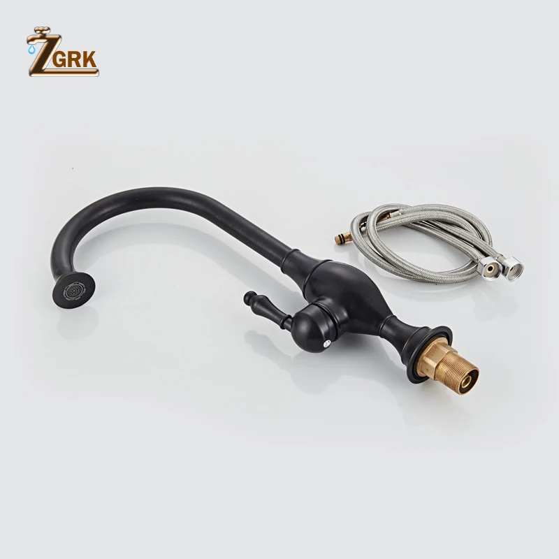 ZGRK Retro Black Kitchen Faucet Swivel Spout Singe Handle Brass Kitchen Mixer Faucet Oil Rubbed Black Bronze Kitchen Taps