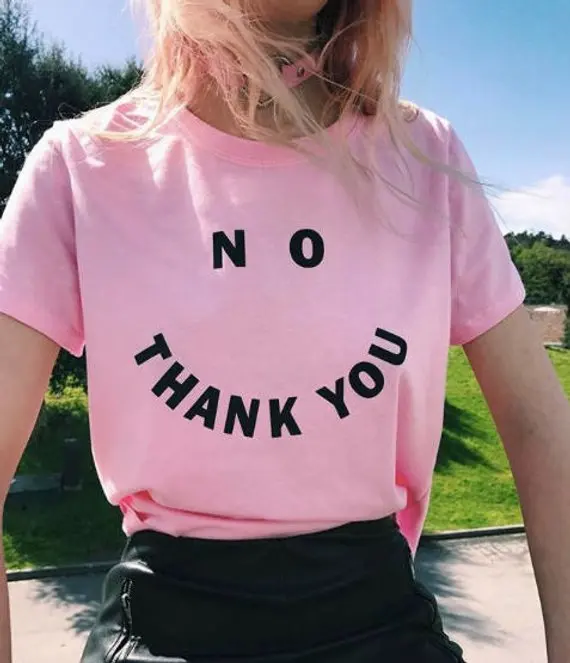 

Skuggnas No Thank You Tee Womens T Shirt Top Tank Ladies Funny Tumblr Hipster Fashion Grunge Retro Kawaii Goth Cute Women Tops