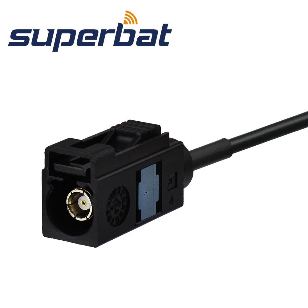 Superbat FAKRA TO F CABLE FAKRA แจ็คสีดำตรงไปยัง F ตัวเมียสายเคเบิ้ลหางเปียตรง RG174 100ซม.