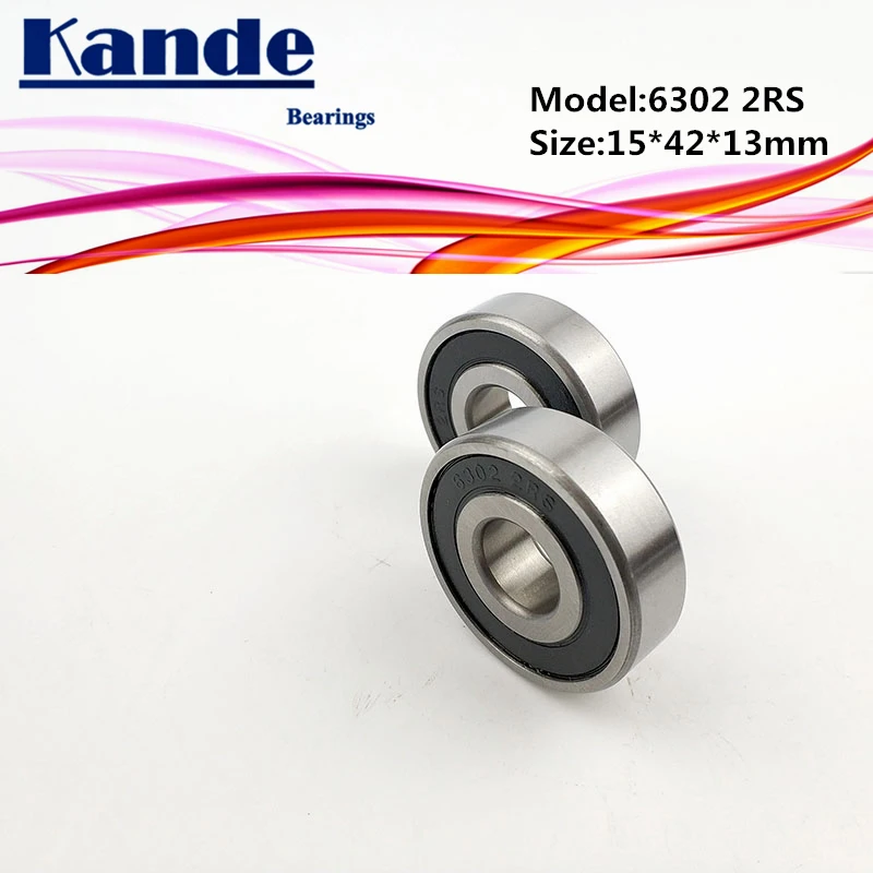 

Kande 6302RS 2PCS ABEC-5 6302 2RS Single Row Deep Groove Ball Bearing 15x42x13 mm High Quality 6302RZ