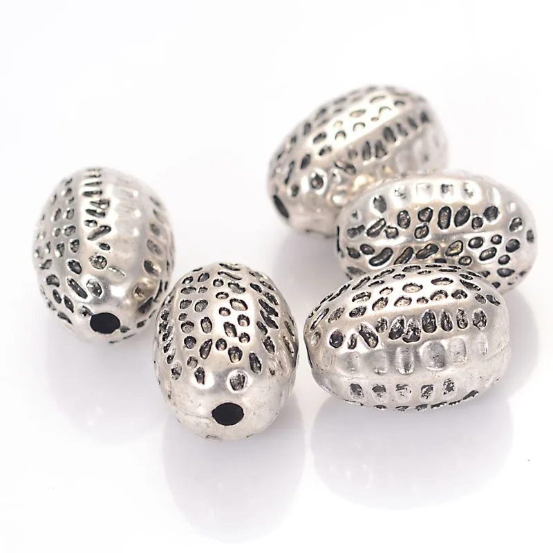 Miasol 50 Pcs 11x15MM Fluted Corrugated Acrylic Antique Plated Spacer Stripe Oval Charm Beads For Diy Jewelry Making