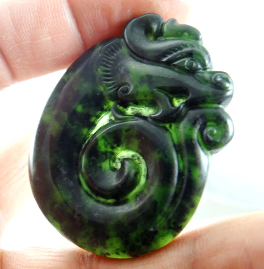 49*39*6MM Wholesale natural Chinese black green stone hand-carved statue of Guanyin amulet pendant necklace