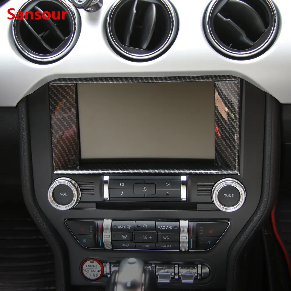 

Sansour ABS Car Interior Moulding Navigation GPS Frame Decoration Cover Trim Stickers For Ford Mustang 2015 Up Car Styling