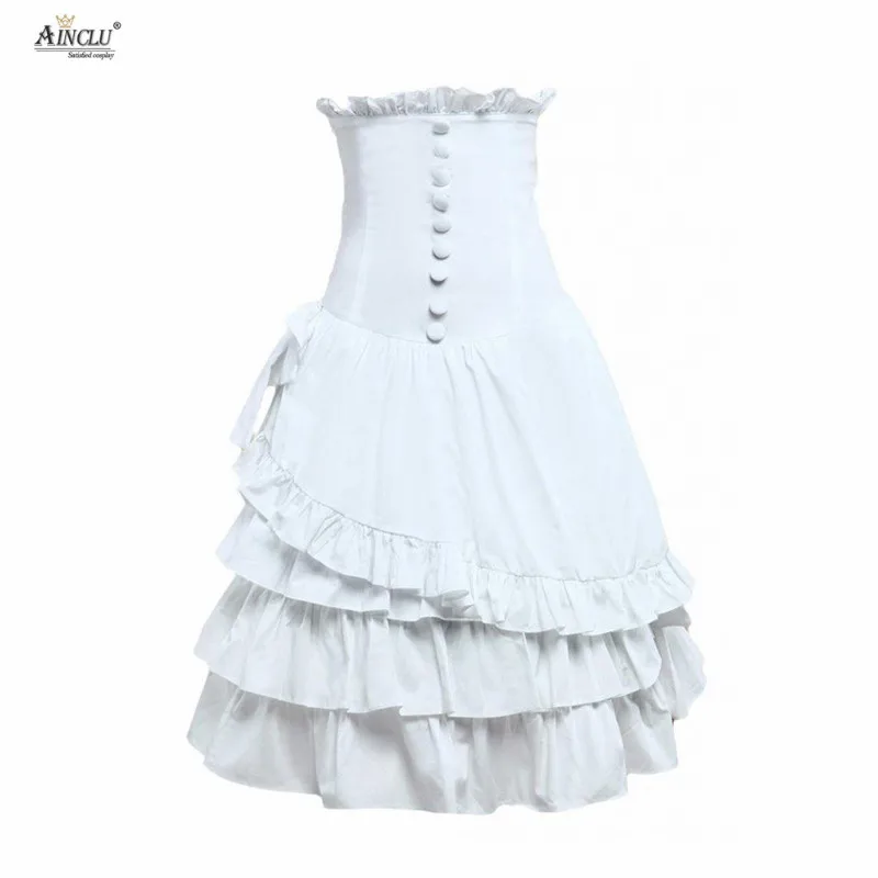 Ainclu Hot Selling Cemavin Womens XS To XXL Cotton White Ruffle Layered Lolita Skirt for Usually days Party Halloween Christmas