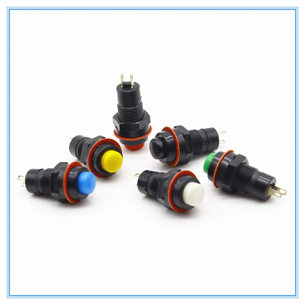 10mm Selbst-Lock /Momentary Taster Schalter Runde Kappe AC 250V/1A Push Button Schalter