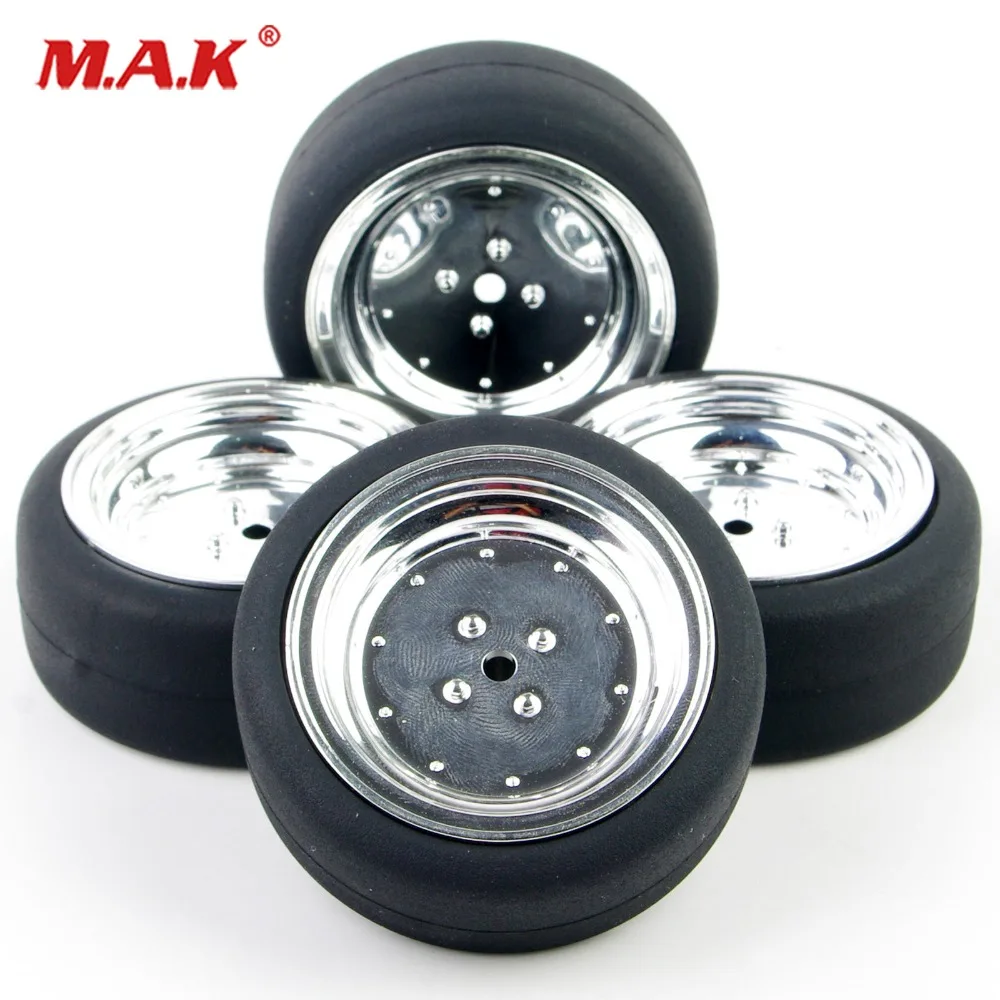 1:10 4pcs  Flat Drift Tires Wheel and Rim Hub For 1:10 On-Road Car HSP HPI Car Model