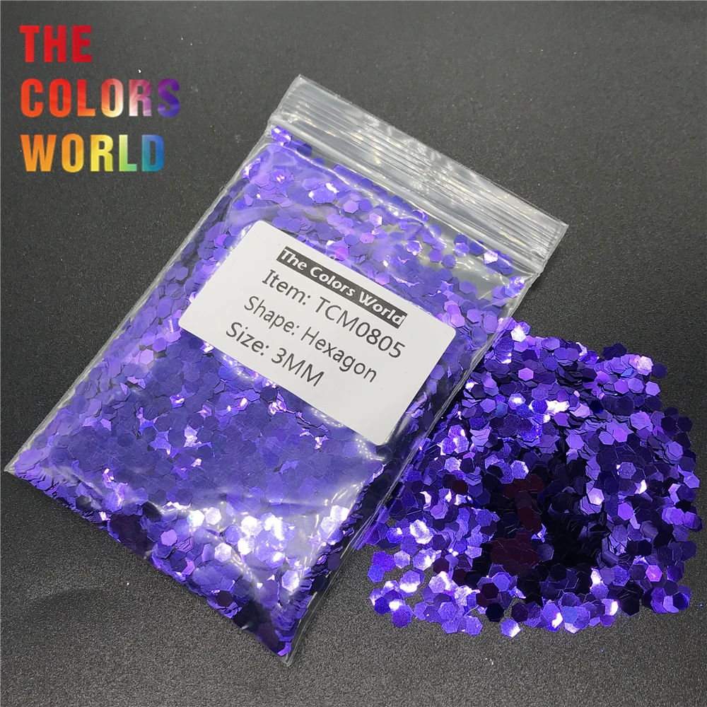 TCM0805 Eggplant Purple Color Metallic Luster Hexagon Shape Nail Glitter Nail Art Decoration Makeup FacePaint Henna Handwork DIY