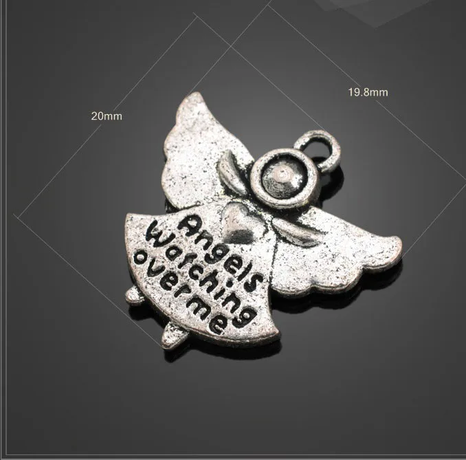 Высокое качество 20 шт./лот 20 мм * 19 мм антикварные посеребренные двухсторонние ангелы смотрят над кожей для изготовления ювелирных изделий