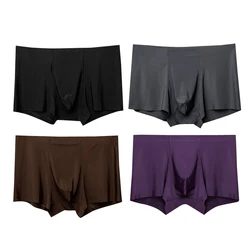 4 PCS/Lot  men Underwear Seamless Men Boxers Luxury Silk Antibacterial Boxers  Boxer Spandex 3D Crotch Boxer Nylon  Shorts