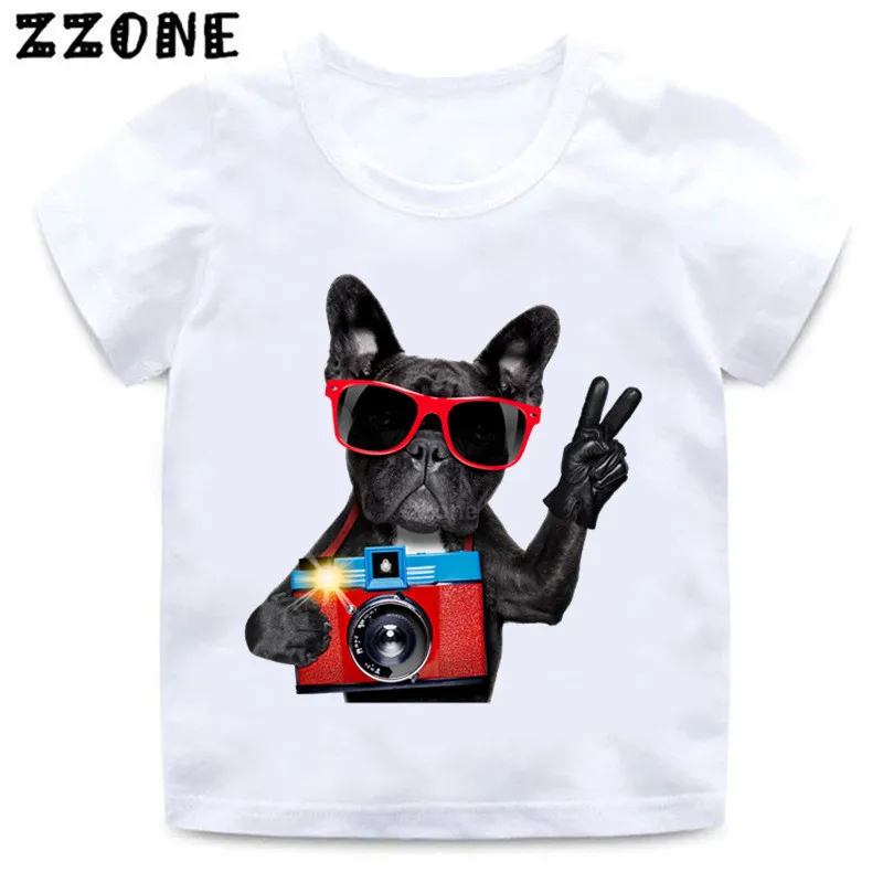 

Kids French Bulldog Print Funny T shirt Boys/Girls Summer Tops Short Sleeve Clothes Baby Hipster Dog Pattern T-shirt,HKP2198