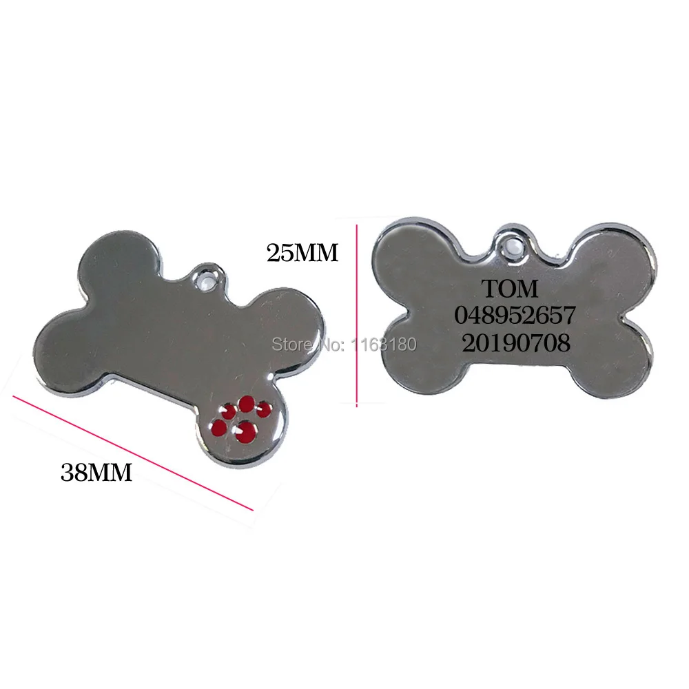 100pcs/lot Wholesale Personalized Bone Blank Dog ID Tag Customized Dog Name Tag Phone Pet ID Tags Dog Cat Pet Tag Alloy