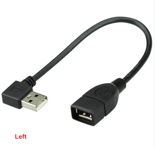 10cm 20cm USB 2.0 A Male to Female 90 Angled Extension Adaptor cable USB2.0 male to female right/left/down/up Black cable cord