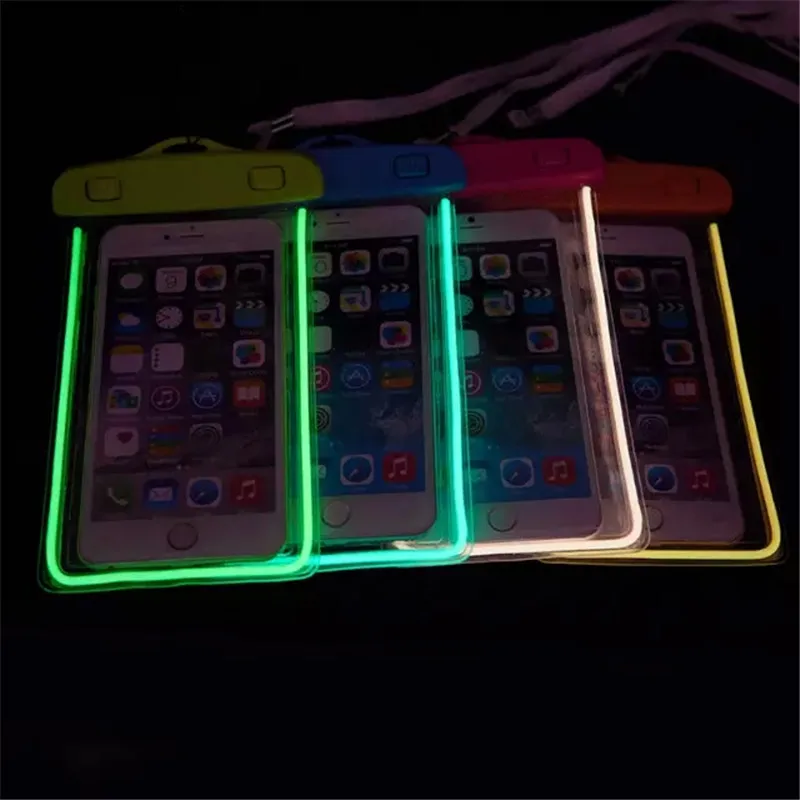 10pcs/lotPVCSwim Photography Waterproof Bag Luminous Cover For iPhone5S 6S Plus Case Capinha For Samsung Galaxy J5 J7 A5 A7 G530