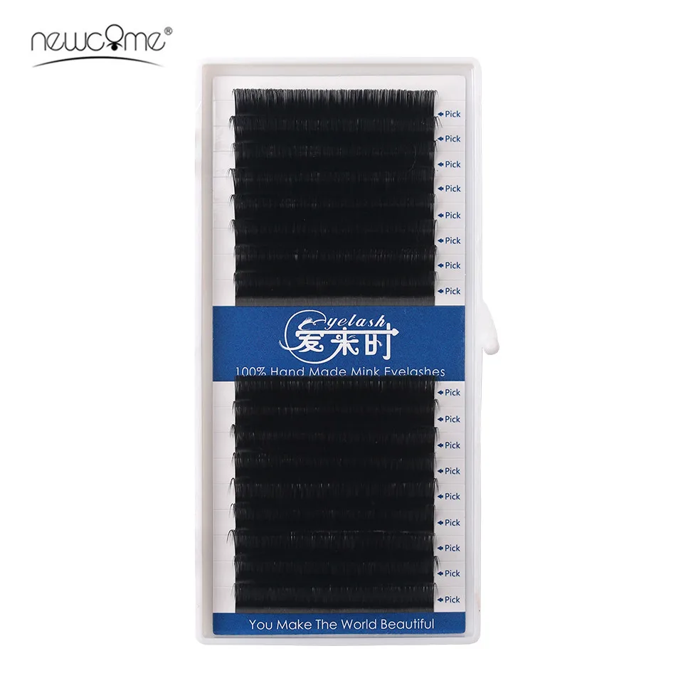 NEWCOME 17 Rows False Mink Eyelash Extension Natural Silk Individual Eyelashes 0.03-0.25mm Soft Eye Lash Extension Cilia Lashes