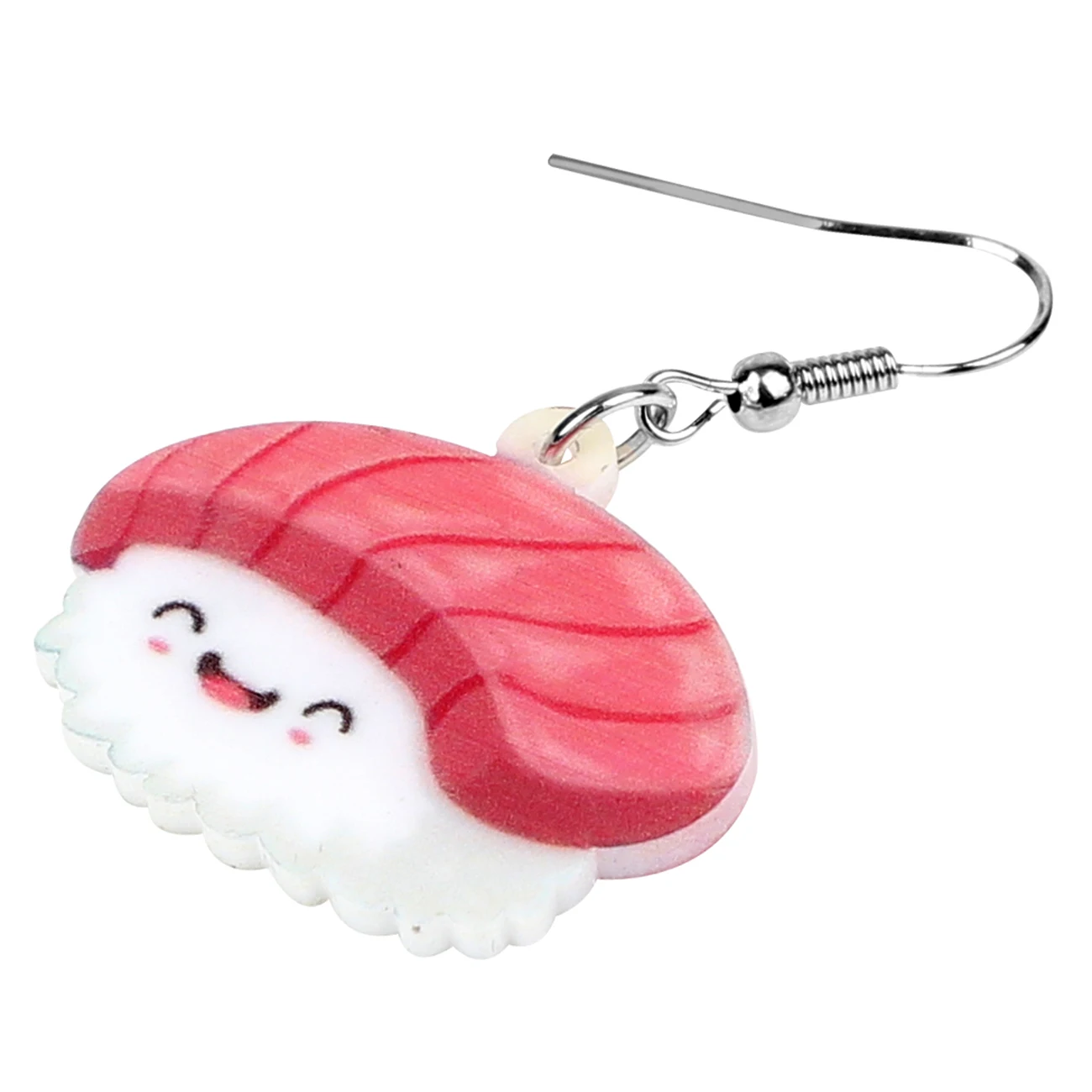 Bonsny Acrylic Smile Japanese Fillet Sushi Rice Earrings Drop Dangle Cartoon Food Jewelry For Women Girls Teens Gift Charms Bulk