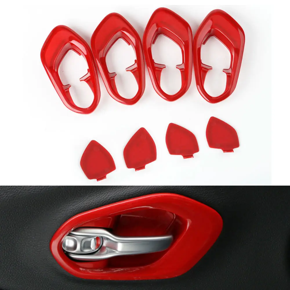 

Red Inner Inside Handle Handles Bowl Full Cover Trim Fit For Jeep Cherokee 14+