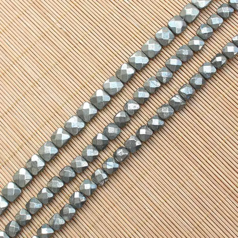 Natural Pyrite Faceted Square Loose Beads 15inch per strand,For DIY Jewelry Making !We provide mixed wholesale for all items!