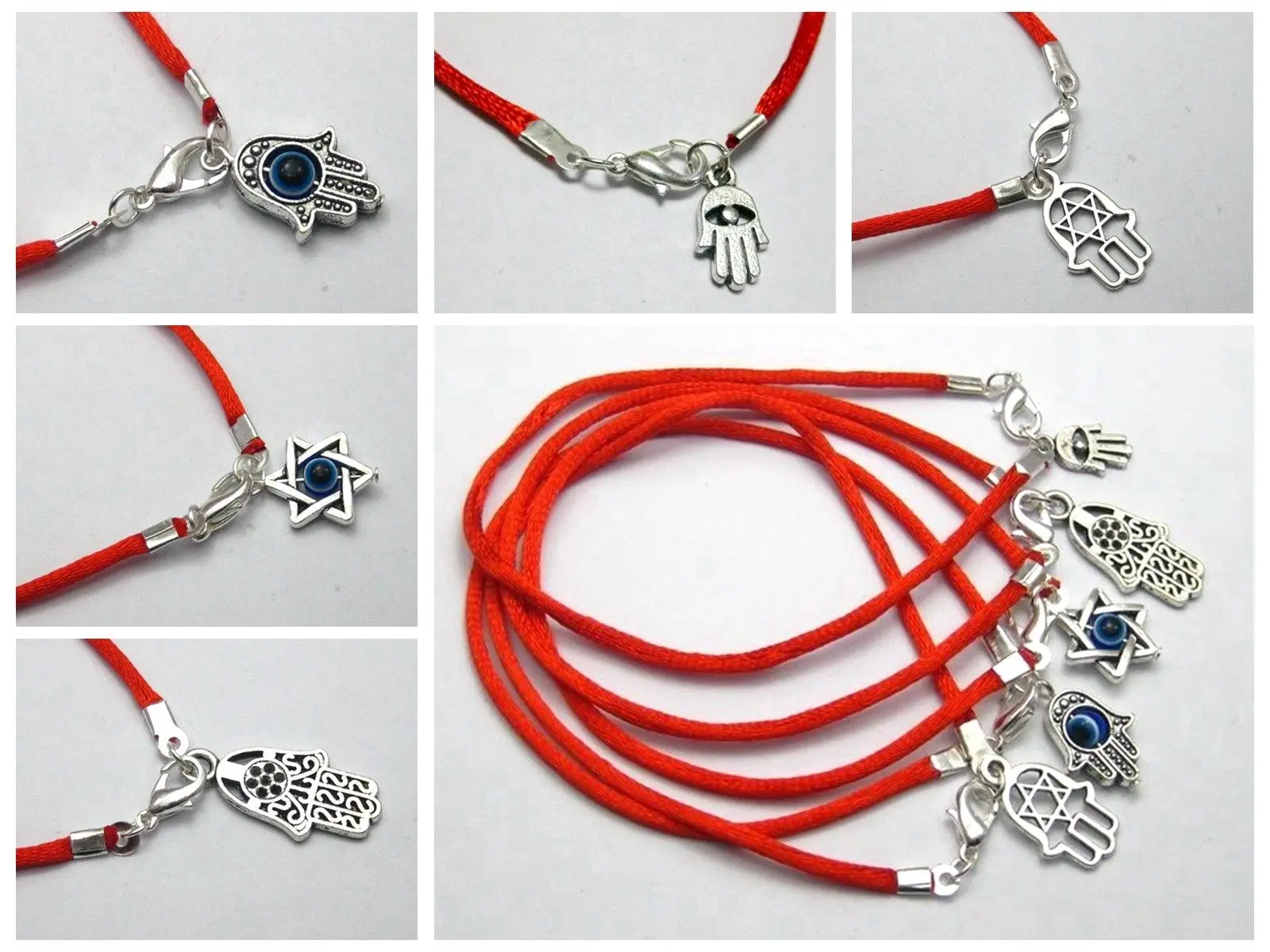 10 Red String Eye Hamsa Hand \