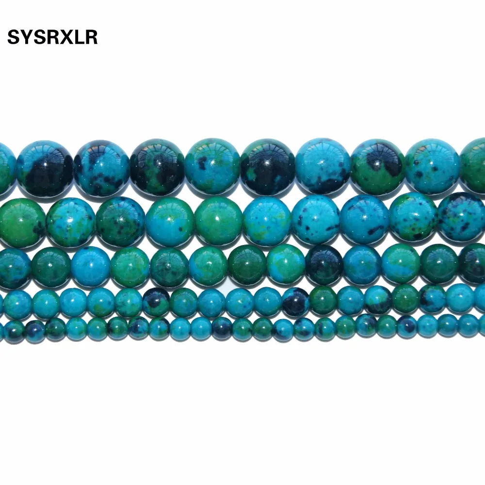 New Natural Stone Chrysocolla Round Loose Beads 15\