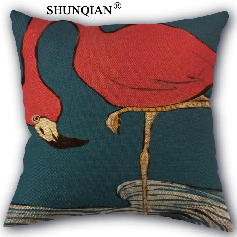 High Quality Cotton Linen Flamingo Pillowcase Wedding Decorative Pillow Case 45x45CM one sides For Home Pillow Cover A10.17