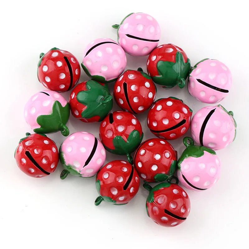 Cute Mini  School Bell Strawberry Shape 21mm 2pc Copper Jingle Bells For Charm Bells Necklace Fit Festival/Party/Pet\'s Necklace