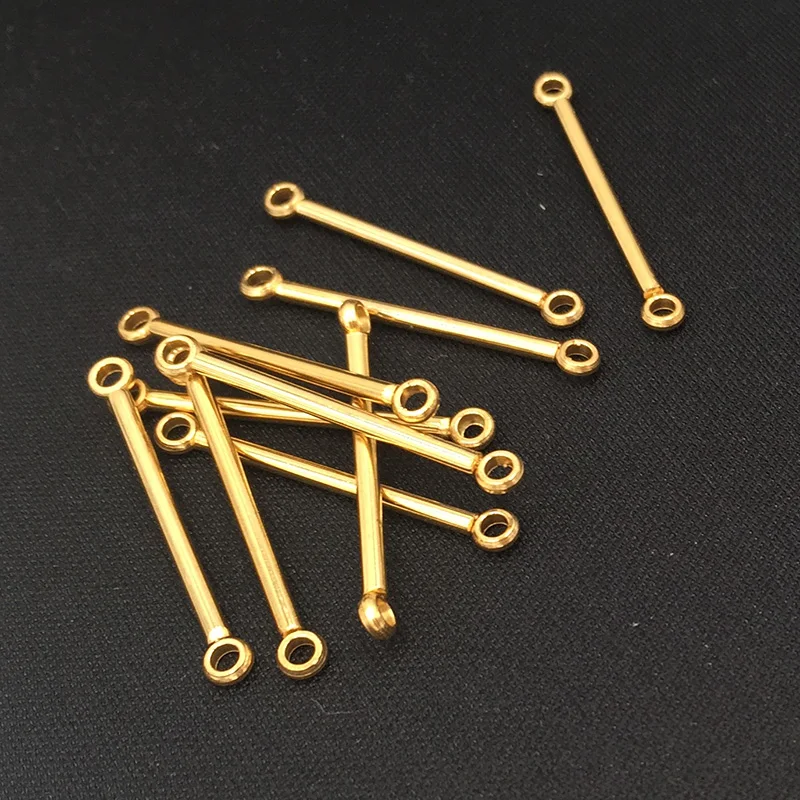 Stainless Steel 18K Gold Ear Components/Earring Connectors/Stick with Loops/DIY Earring Accessories/Hand Made/Earring Findings
