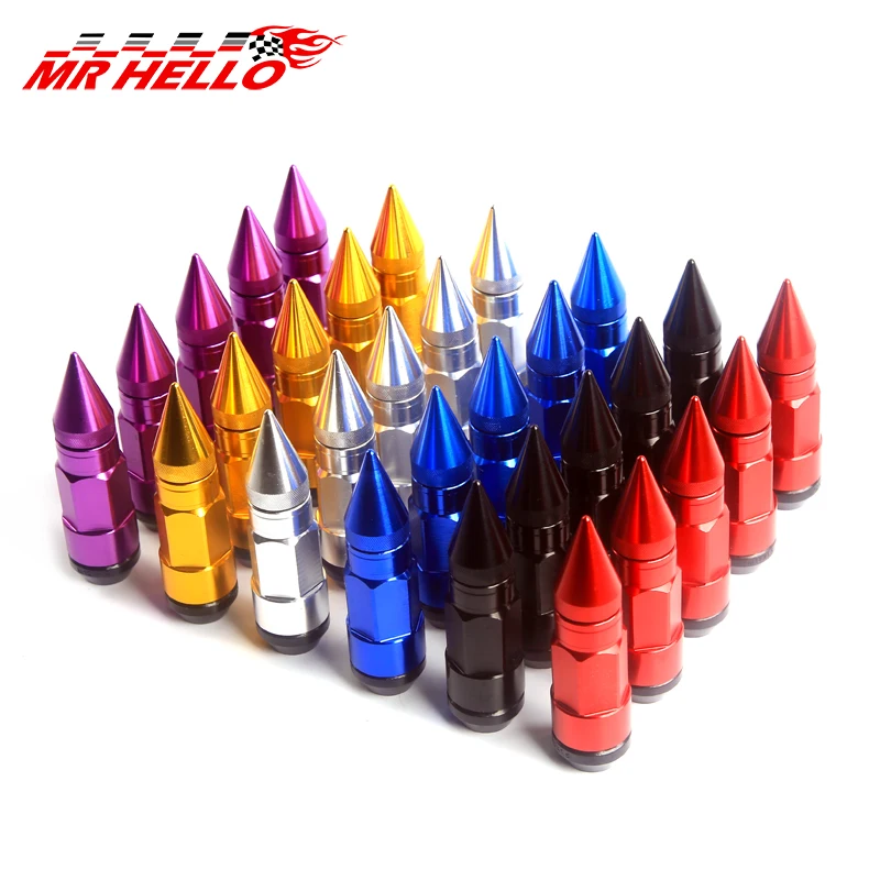 mrhello Car Styling Wheel Nuts M12X1.5/M12X1.25 Racing Composite Nut Anti Theft Steel Lock Wheel Lug Nut Bolt With Spikes