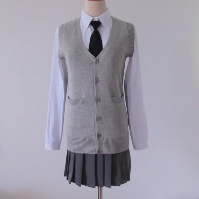 Japanese JK V-neck sleeveless cardigan vest sweater