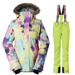 GSOU SCHNEE Marke frauen Winter Ski Anzug Ski Jacke + Hosen set Wasserdichte Snowboard Jacke Hose Weibliche Outdoor Skifahren schnee Kleidung