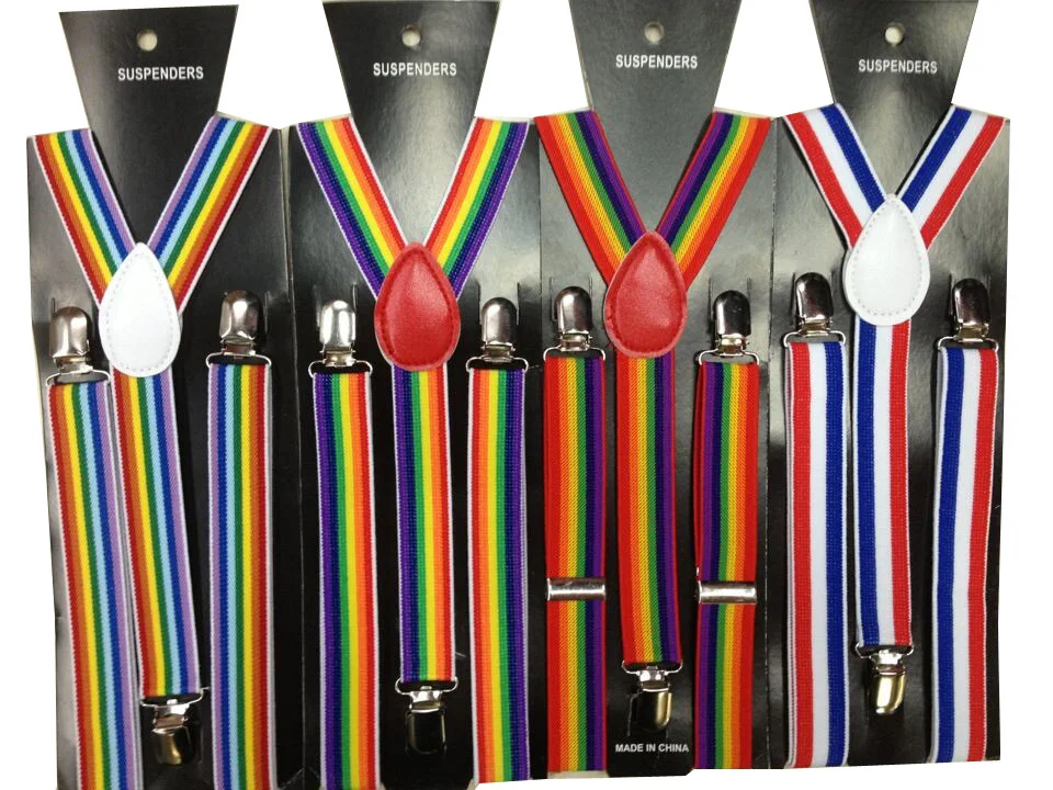 Free Shipping 2021 New Fashion Unisex Adjustable Clip-on Y-back Rainbow Striped Suspenders Mens