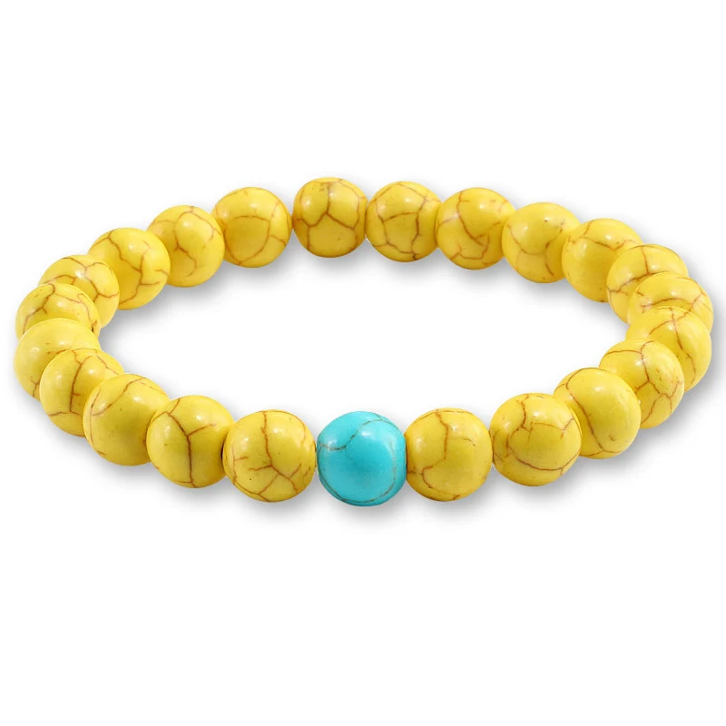 Trendy Yellow Natural Stone Beads Charm Bracelets & Bangles for Women Round Beaded Strand Bracelet Men Jewelry Pulseira Feminina