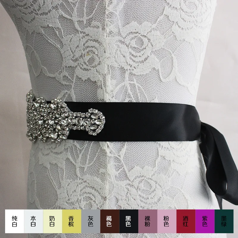 Free shipping 2016 Bride wedding belt luxury sparkling diamond diy accessories ribbon bow waist girdle dress Wedding Accessories